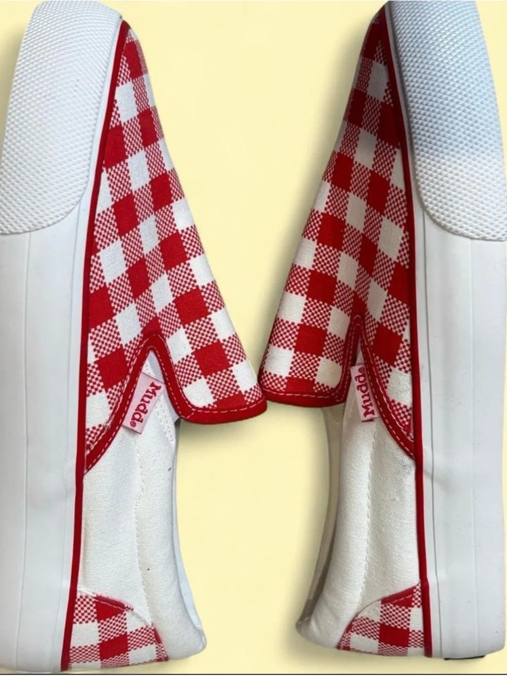 Red & White Check Slip-Ons